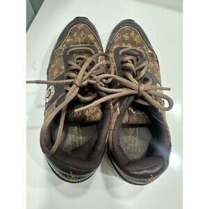 Y2K Vintage Baby Phat Leather Athletic Shoes Gold And Crystal Accents Size 9